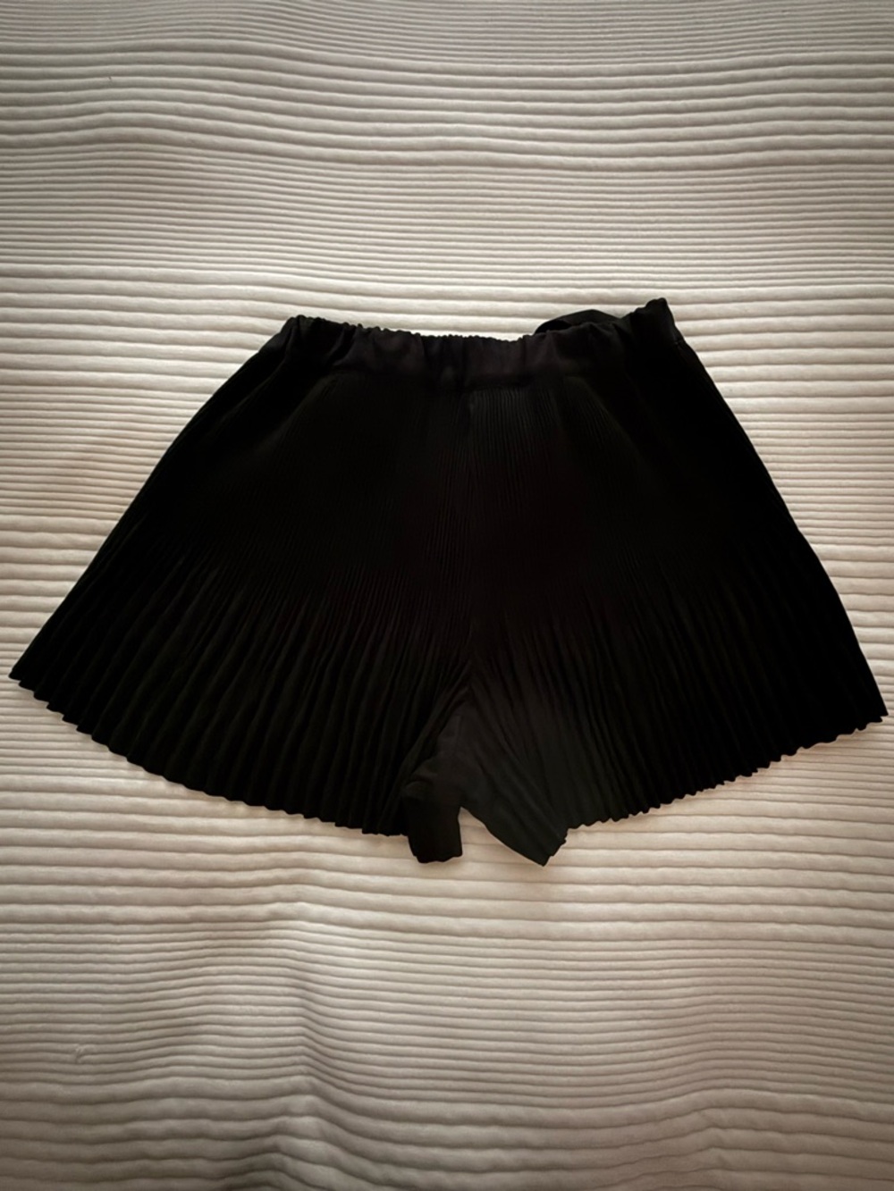 Zara Faux Suede Black Pleated High-Waist Tie Front Shorts